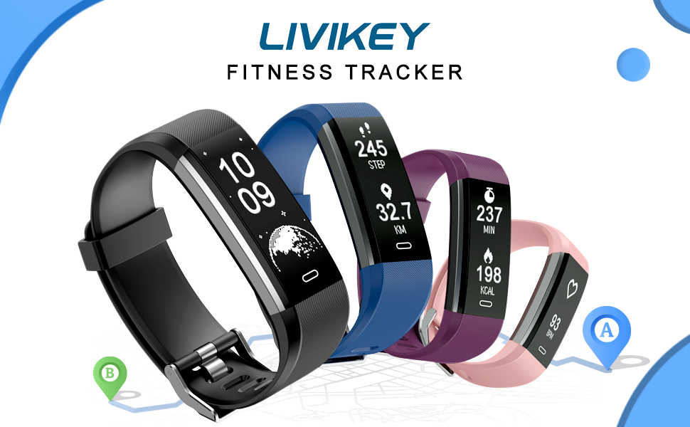 Livikey Fitness Tracker, IP67 Waterproof Fitness Watch with Heart Rate