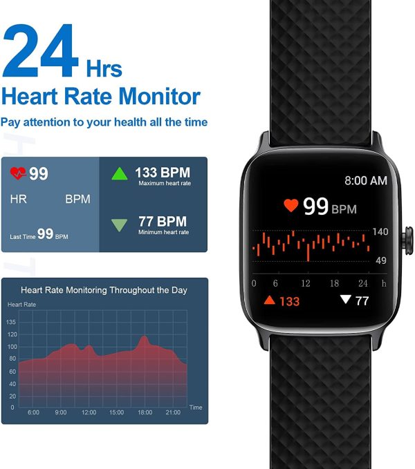 Livikey Smart Watch with Heart Rate Monitor, SpO2 and Sleep Tracking, Fitness Watch 5ATM Waterproof with Pedometer for Women Men - Image 2