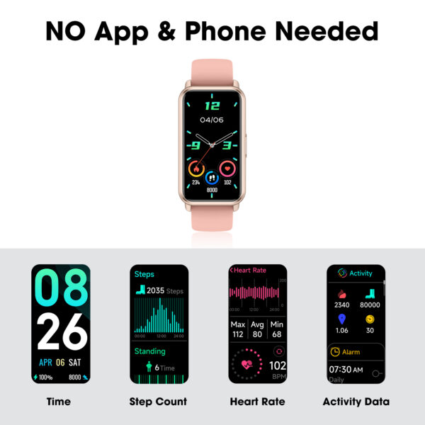 Long Battery Pedometer Watch 14 Days Battery Life, Slim Design No App/Phone Required Fitness Tracker, 50 Meters Waterproof Smart Watch, Heart Rate & Blood Oxygen Monitor Step Counter for Men Women - Image 3