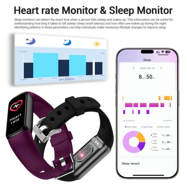 Fitness Tracker, Activity Tracker with Heart Rate Monitor & Sleep Monitoring, IP68 Waterproof Pedometer, Calorie Counter, Health Fitness Watch for Sports Workout, Step Tracker for Women Men - Image 7